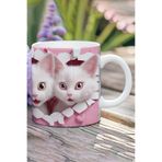 giftkonsept 3D Görünüm Çift Kediler Sevgili Özel Gün Hediye No:2 3D Tasarım Görünümlü Baskılı Kupa Bardak Mug, QBM2456
