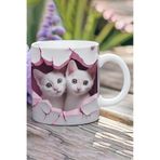 giftkonsept 3D Görünüm Çift Kediler Sevgili Özel Gün Hediye No:8 3D Tasarım Görünümlü Baskılı Kupa Bardak Mug, QBM2456