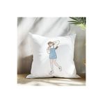 giftkonsept Anime Kızı Baskılı Hediyelik Elyaf Saten Dekoratif Yastık 28x28 cm, QBY1367