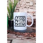 giftkonsept Aries Retro Outline Baskılı Koç Burcu Astroloji Tasarımı Hediye Baskılı Kupa Bardak, QBM5346