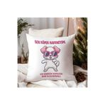 giftkonsept Ben Köpek Kadınıyım Baskılı Komik Hediyelik Elyaf Dolgulu Saten Dekoratif Yastık 28x28 cm, QBY1171