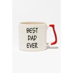 giftkonsept Best Dad Ever Babalar Günü Doğum Günü Baba Hediye Baskılı Kırmızı Kulplu Modern Seramik Kupa, QBLK1249