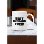 giftkonsept Best Husband Ever Baskılı Karı Koca Sevgililer Günü Yıldönümü Hediye Kupa Bardak, QB2M007