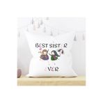 giftkonsept Best Sister Ever No:2 Baskılı Kız Kardeş Abla Hediyelik Elyaf Dolgulu Dekoratif Yastık, QBY1098