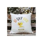 giftkonsept Bi Çay Ver Baskılı Komik Hediyelik Elyaf Saten Dekoratif Yastık 28x28 cm, QBY1273