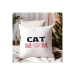 giftkonsept Cat Mom Kedi Sever Baskılı Elyaf Dolgulu Hediyelik Yastık 28x28 cm, QBY1033