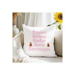 giftkonsept Çayım Bitene Kadar Soru Sormayın Baskılı Komik Hediyelik Elyaf Saten Dekoratif Yastık, QBY1412