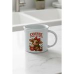 giftkonsept Coffee Makes Me Nicer Sevimli İnek Baskılı Enamel Görünümlü Seramik Vintage Kupa Bardak, QBV8084