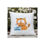giftkonsept Çok Özledim Sevimli Kedi Baskılı Eş Sevgili Romantik Hediyelik Elyaf Saten Dekoratif Yastık, QBY1310