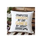 giftkonsept Computer Engineer By Day Gamer Baskılı Mühendis Hediyelik Elyaf Saten Dekoratif Yastık, QBY1435