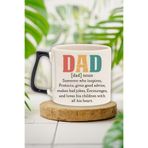 giftkonsept Dad Noun 3 Baskılı Babaya Özel Tanım Babalar Günü Doğum Günü Hediye Siyah Kulplu Kupa Bardak, QBT5388