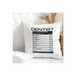 giftkonsept Dentist Nutritional Facts Baskılı Diş Hekimi Hediyelik Elyaf Saten Dekoratif Yastık 28x28 cm, QBY1281
