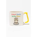giftkonsept Doğum Günü İsme Özel Kişiselleştirilebilir Hediyelik Baskılı Sarı Kulplu Modern Seramik Kupa, QBLK1389