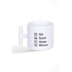 giftkonsept Eat Sleep Anime Repeat Hediye Baskılı Latte Fincanı T Kulplu Kupa Bardak, QB1L1139