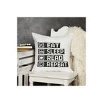 giftkonsept Eat Sleep Read Repeat Baskılı Elyaf Dolgulu Hediyelik Yastık 28x28 cm, QBY1061