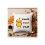 giftkonsept Efsaneler Martta Doğar Baskılı Doğum Günü Hediyelik Elyaf Saten Dekoratif Yastık, QBY1341