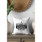 giftkonsept Efsaneler Nisanda Doğar Yıldız Baskılı Doğum Günü Hediyelik Elyaf Saten Dekoratif Mini Yastık, QBY8260