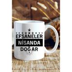 giftkonsept Efsaneler Nisanda Doğar Yıldız Baskılı Doğum Günü Hediyelik Kupa Bardak, QBM8260
