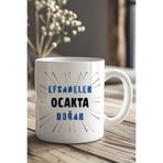 giftkonsept Efsaneler Ocakta Doğar Baskılı Mavi Detaylı Doğum Günü Hediyelik Kupa Bardak, QBM8266