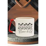 giftkonsept "Flower child" Çiçek Retro Arkadaşa Sevgiliye Doğum Günü Hediye Kırmızı Kulplu Kupa Bardak, QBT5181