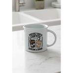 giftkonsept Freshly Bood Coffee Halloween Baskılı Enamel Görünümlü Seramik Vintage Kupa Bardak, QBV8108