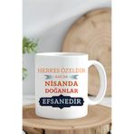giftkonsept Herkes Özeldir Ancak Nisanda Doğanlar Efsanedir Baskılı Doğum Günü Hediyelik Kupa Bardak, QBM8262
