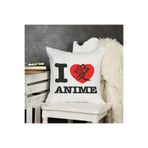 giftkonsept I Love Anime Anime Baskılı Elyaf Dolgulu Hediyelik Yastık 28x28 cm, QBY1043
