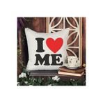 giftkonsept I Love Me Baskılı Elyaf Dolgulu Hediyelik Yastık 28x28 cm, QBY1044