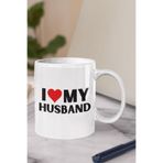 giftkonsept I Love My Husband Baskılı Karı Koca Sevgililer Günü Yıldönümü Hediye Kupa Bardak, QB2M009