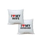 giftkonsept I Love My Husband Wife İkili Baskılı Eş Sevgili Romantik Hediyelik Elyaf Saten Dekoratif Yastık, QBY1347