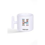 giftkonsept İsme Özel Kişiselleştirilebilir H Harfi Baskılı Latte Fincanı T Kulplu Kupa Bardak, QB1L1406