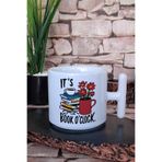 giftkonsept Its Book O'Clock Yazılı Kitap Okuma Mottosu Hediyelik Baskılı T Kulplu Latte Fincanı Kupa Bardak, QB1L5496