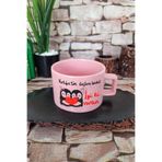 giftkonsept İyi ki Varsın-Penguen Baskılı Eş, Sevgili, Arkadaşa Hediyelik Pastel Renkli Dikdörtgen Kulplu Fincan, QBNF5417