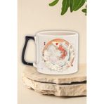 giftkonsept Koi Balığı İlüstrasyon 2 Baskılı Japon Koi Sanatı Anime Doğum Günü Hediye Siyah Kulplu Kupa Bardak, QBT5293