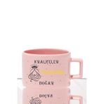 giftkonsept Kraliçeler Bu Ayda Doğar Baskılı Hediyelik Dikdörtgen Kulplu Pastel Pembe Fincan/Kupa Bardak, Pembe-07