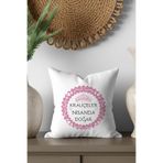 giftkonsept Kraliçeler Nisanda Doğar Baskılı Anne, Sevgili, Eş için Hediyelik Elyaf Saten Mini Dekoratif Yastık, QBY8263