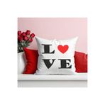 giftkonsept Love Baskılı Eş Sevgili Hediyelik Elyaf Dolgulu Dekoratif Yastık 28x28 cm, QBY1109