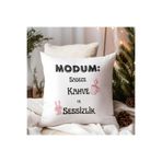 giftkonsept Modum Sadece Kahve Ve Sessizlik Baskılı Komik Hediyelik Elyaf Saten Dekoratif Yastık, QBY1419