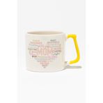 giftkonsept "Mom Kalp" Kalpli Anne Sevgisi Anneler Günü Doğum Günü Hediye Sarı Kulplu Kupa Bardak, QBT5044