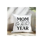 giftkonsept Mom Of The Year Baskılı Anneler Günü Hediyelik Elyaf Dolgulu Saten Dekoratif Yastık, QBY5008