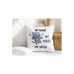giftkonsept My House My Rules Baskılı Elyaf Dolgulu Hediyelik Yastık 28x28 cm Mavi, QBY1011