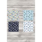 giftkonsept Nazar Boncuğu Desenli Baskılı No:2-4'lü Set Dekoratif Ahşap Kare Bardak Altlığı, QBBA1201