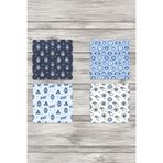 giftkonsept Nazar Boncuğu Desenli Baskılı No:4-4'lü Set Dekoratif Ahşap Kare Bardak Altlığı, QBBA1203