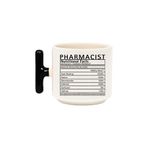 giftkonsept Pharmacist Nutrition Facts Tasarımlı Eczacıya Hediyelik Eğlenceli T Kulplu Latte Fincanı, Siyah