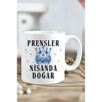 giftkonsept Prensler Nisanda Doğar Baskılı Erkekler İçin Doğum Günü Hediyelik Kupa Bardak, QBM5987