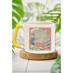 giftkonsept Ramen İlüstrasyon Kedi 3 Baskılı Kawaii Çizim Anime Doğum Günü Hediye Sarı Kulplu Kupa Bardak, QBT5279