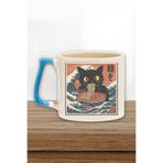 giftkonsept Ramen İlüstrasyon Kedi 5 Baskılı Anime Tarzı Japon Doğum Günü Hediye Mavi Kulplu Kupa Bardak, QBT5281