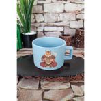 giftkonsept Ramen Tiger 1 Baskılı Japon Kaplan Noodle Anime Sanatı Kare Kulplu Fincan Mavi Kupa Bardak, QBNF5299