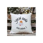 giftkonsept Sakın Bana Dokunma Baskılı Komik Hediyelik Elyaf Dolgulu Saten Dekoratif Yastık 28x28 cm, QBY1160