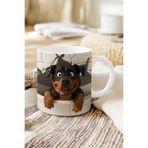 giftkonsept Sevimli Hayvanlar Rottweiler Köpek 3D Tasarım Görünümlü Baskılı Kupa Bardak Mug, QBM2446